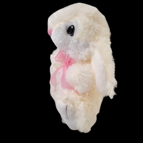 Dan Dee Bunny Rabbit 8" White Pink Bow Soft Eye Plush Stuffed Animal Easter - Picture 5 of 8